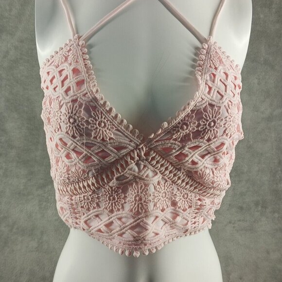 NWT FRANCESCA Mi Ami Bralette Lace Smocked M(8-10) Pink Stra Cross Back - Picture 2 of 12